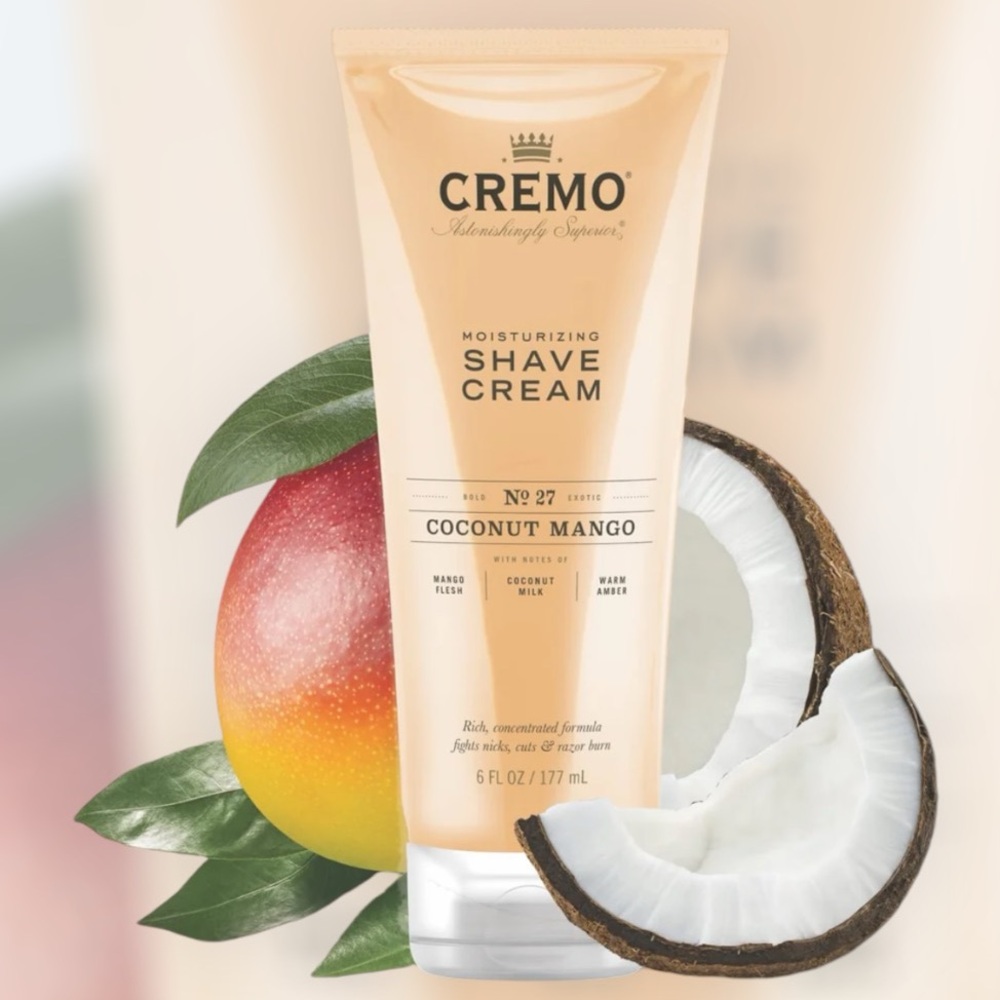 Cremo Moisturizing Concentrated Shave Cream, Coconut Mango, 6 oz- new Look!